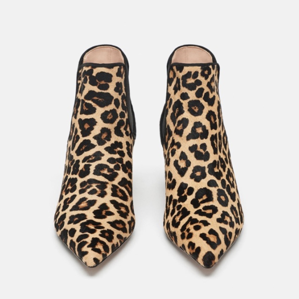 Zara leopard print leather ankle boots NWT - Picture 2 of 5